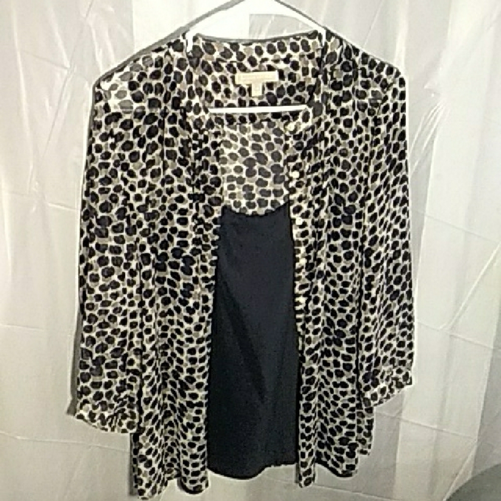 Banana Republic Leopard Print SHEER Blouse Size M With Tank